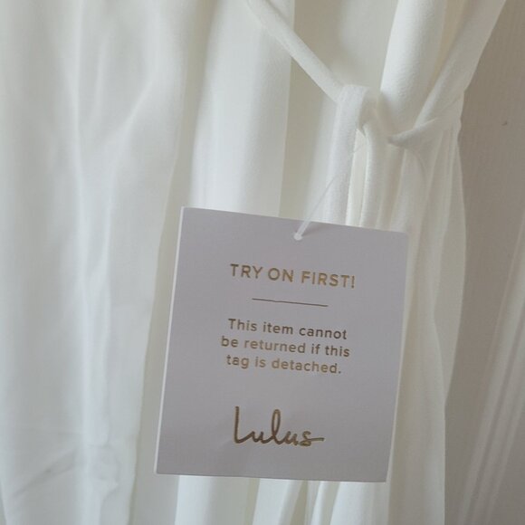 NWT LULUS My Whole Heart Long Sleeve Glam Maxi Wrap Dress in White Size Small - Picture 8 of 9